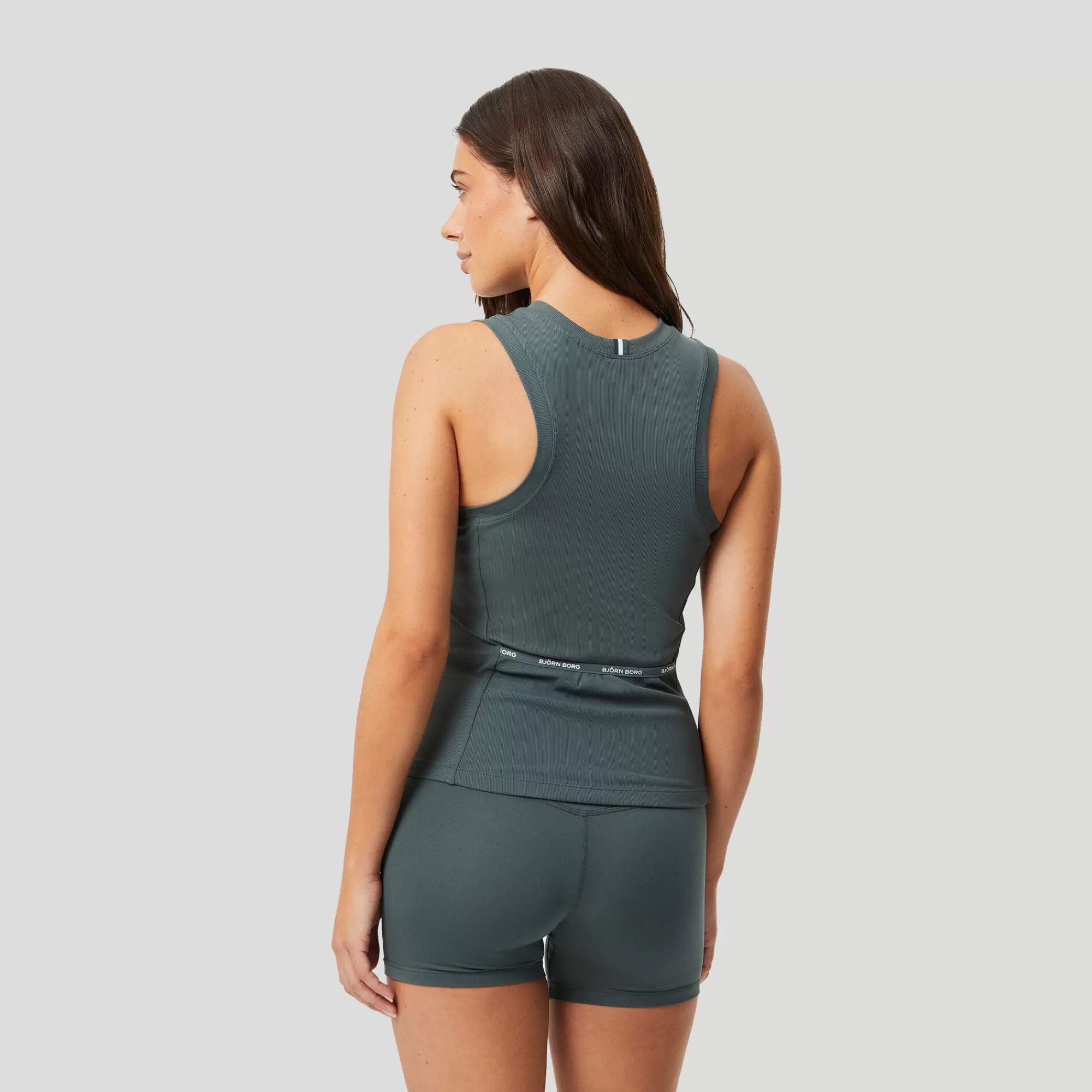 Ace Rib Pocket Tank Top Women - Dark Green>Björn Borg Fashion