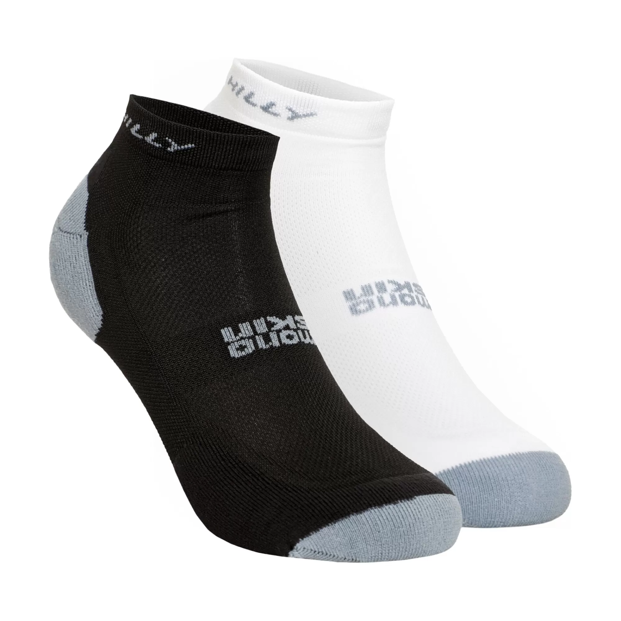 Active Quarter Minimum Cushioning 2p Running Socks - White, Black>Hilly Store
