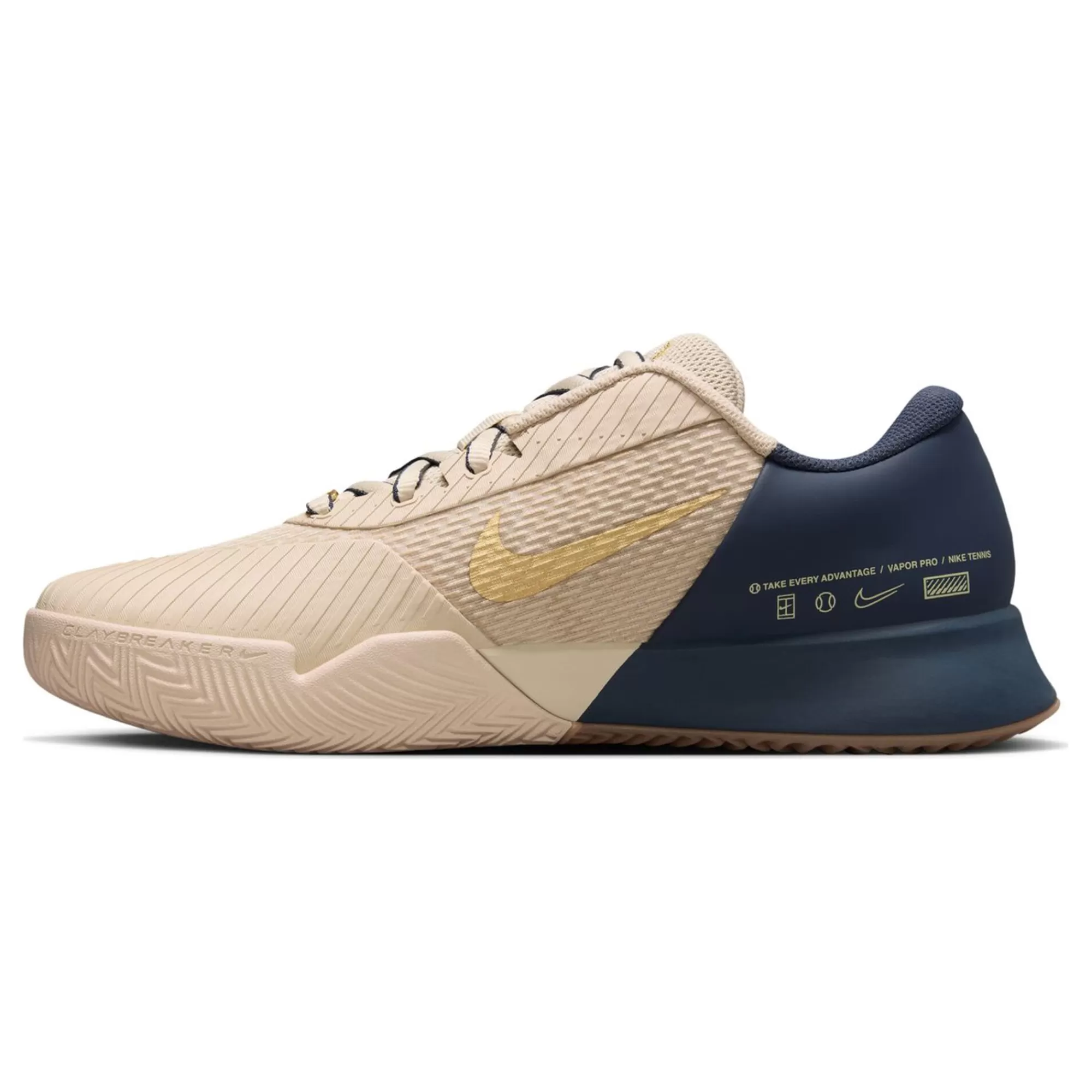 Air Zoom Vapor Pro 2 PRM Clay Court Shoe Men - Beige, Dark Blue>Nike Clearance