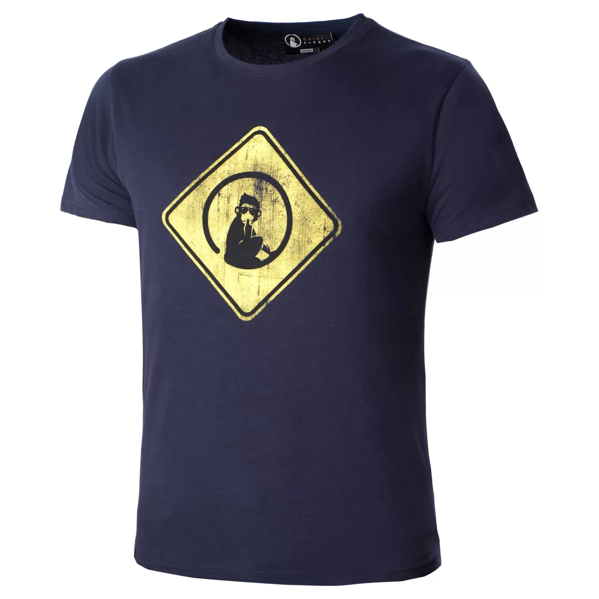 Australia Road Sign T-Shirt Men - Dark Blue, Yellow>Quiet Please Hot