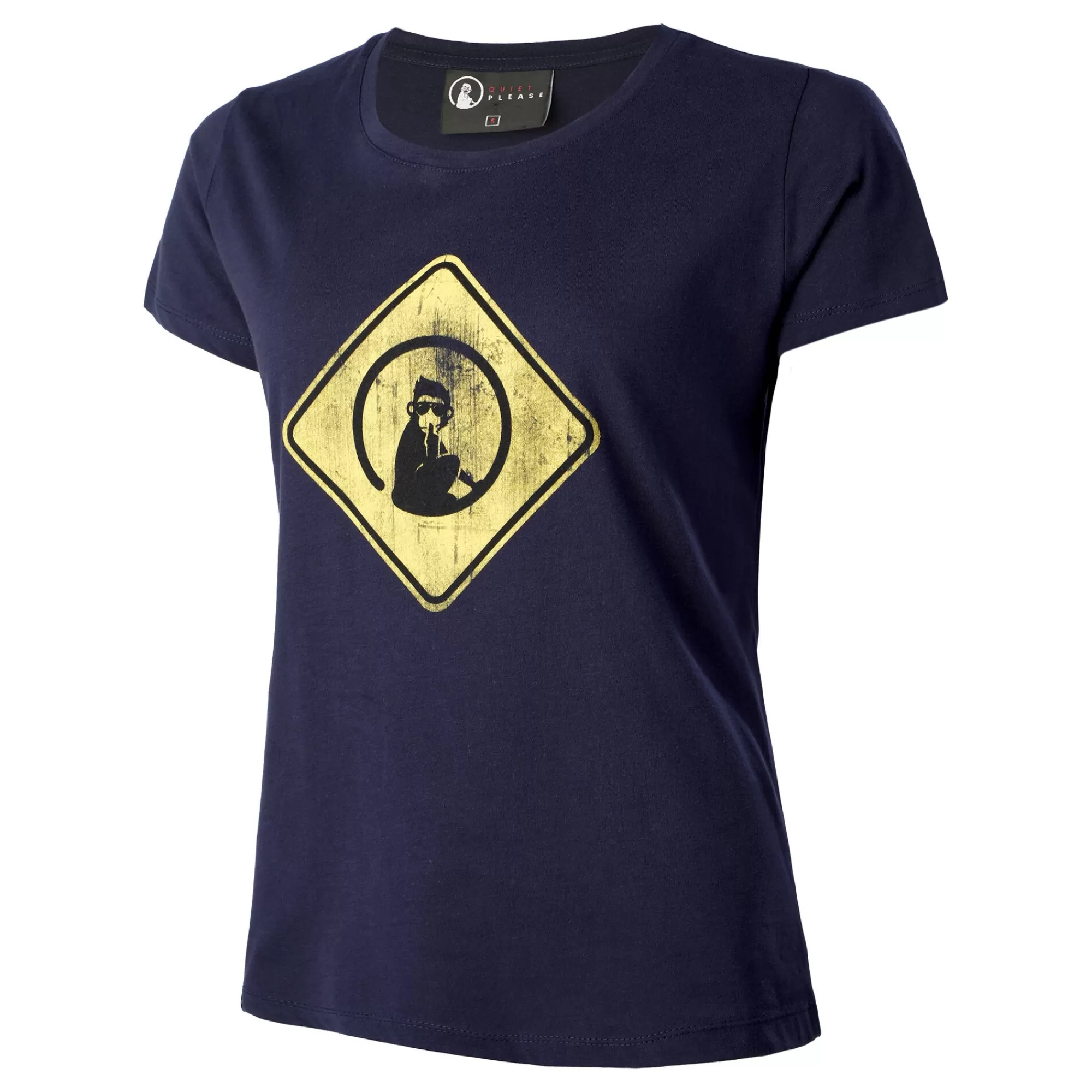 Australia Road Sign T-Shirt Women - Dark Blue, Yellow>Quiet Please Best