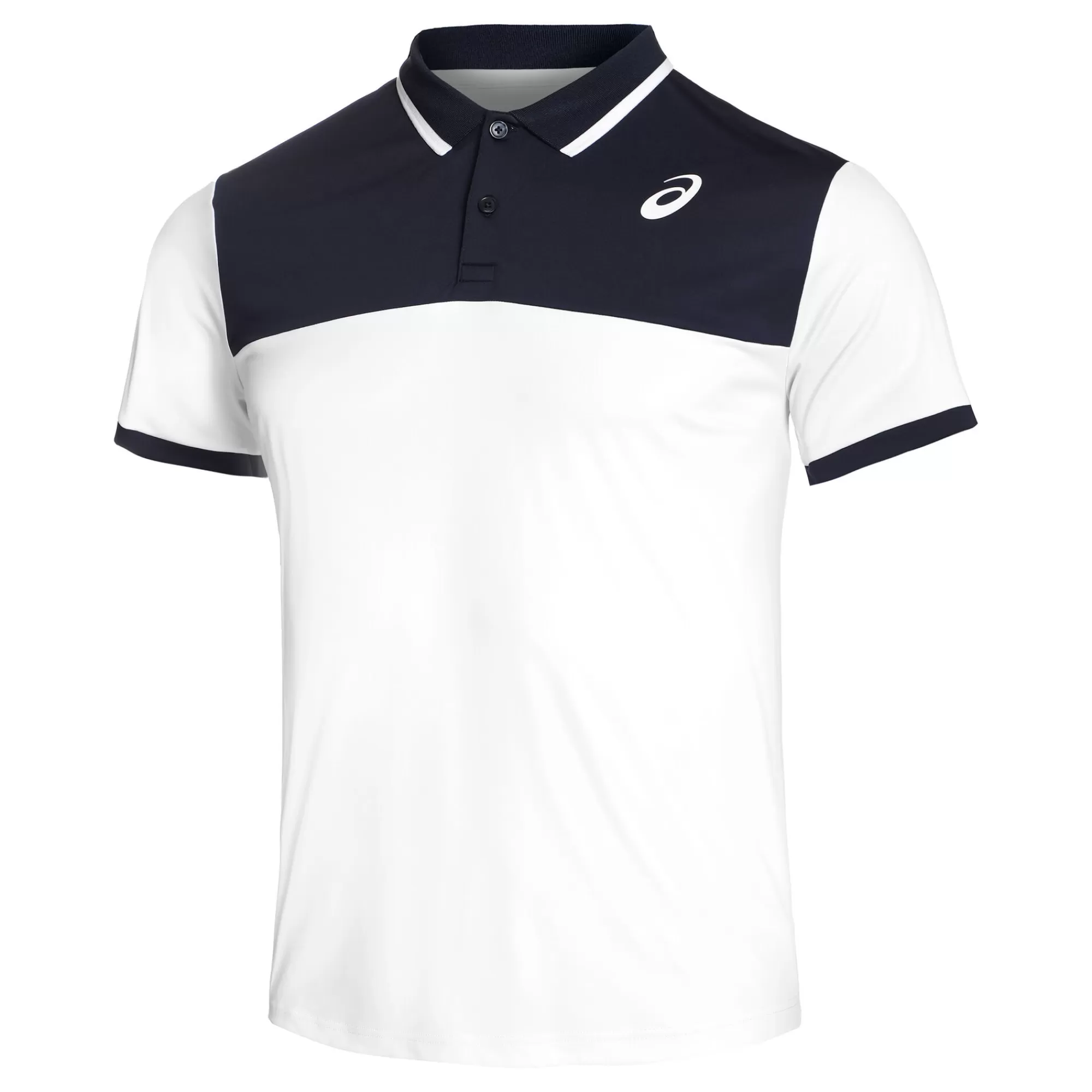 Court Polo Men - White, Dark Blue>ASICS Outlet