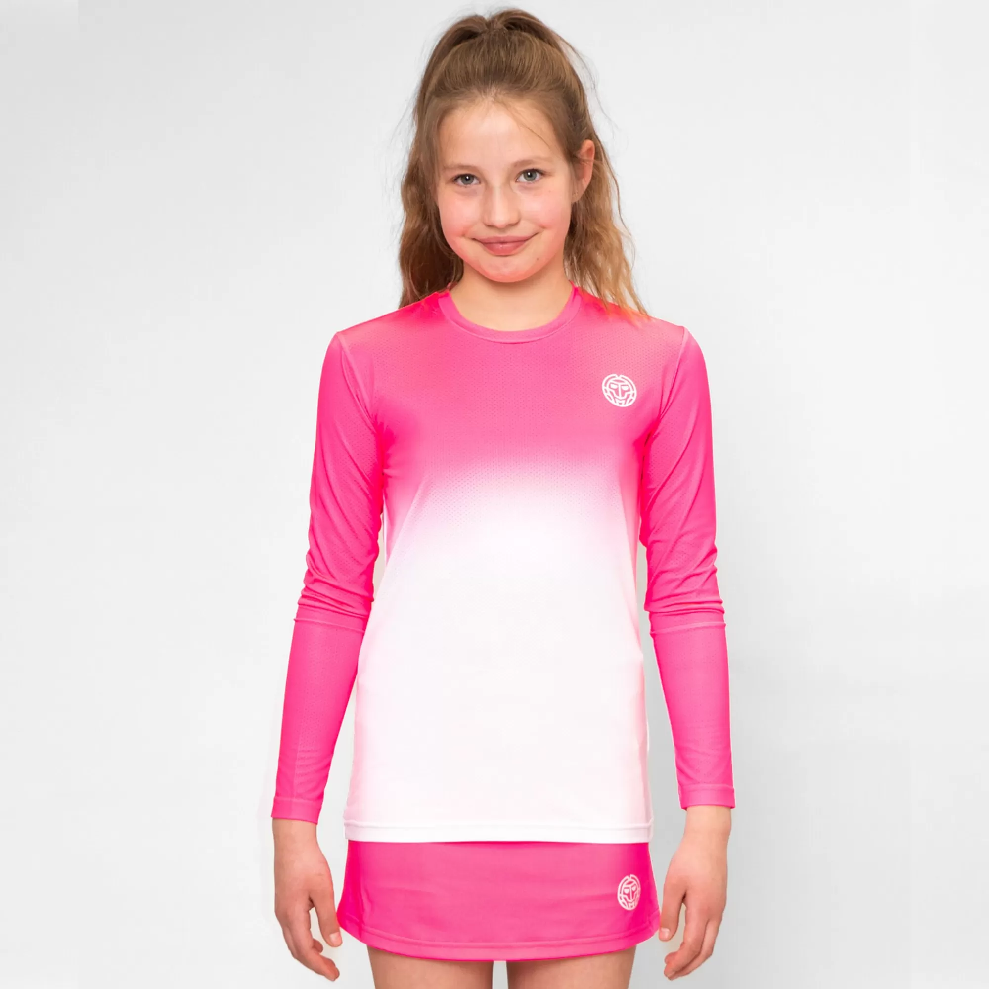 Crew Gradiant Long Sleeve Girls - Pink, White>BIDI BADU New