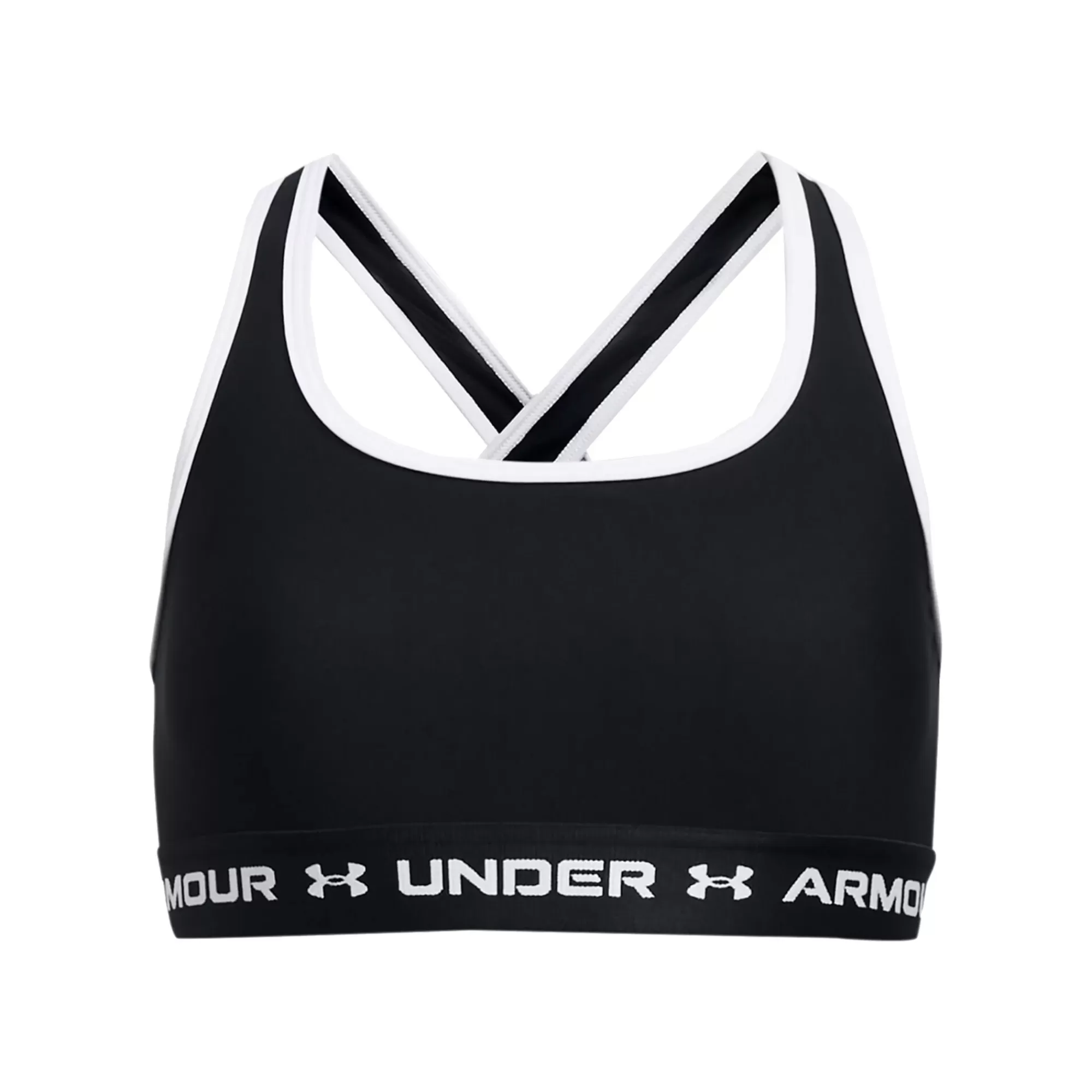 Crossback Mid Solid Sports Bras Girls - Black, White>Under Armour Fashion