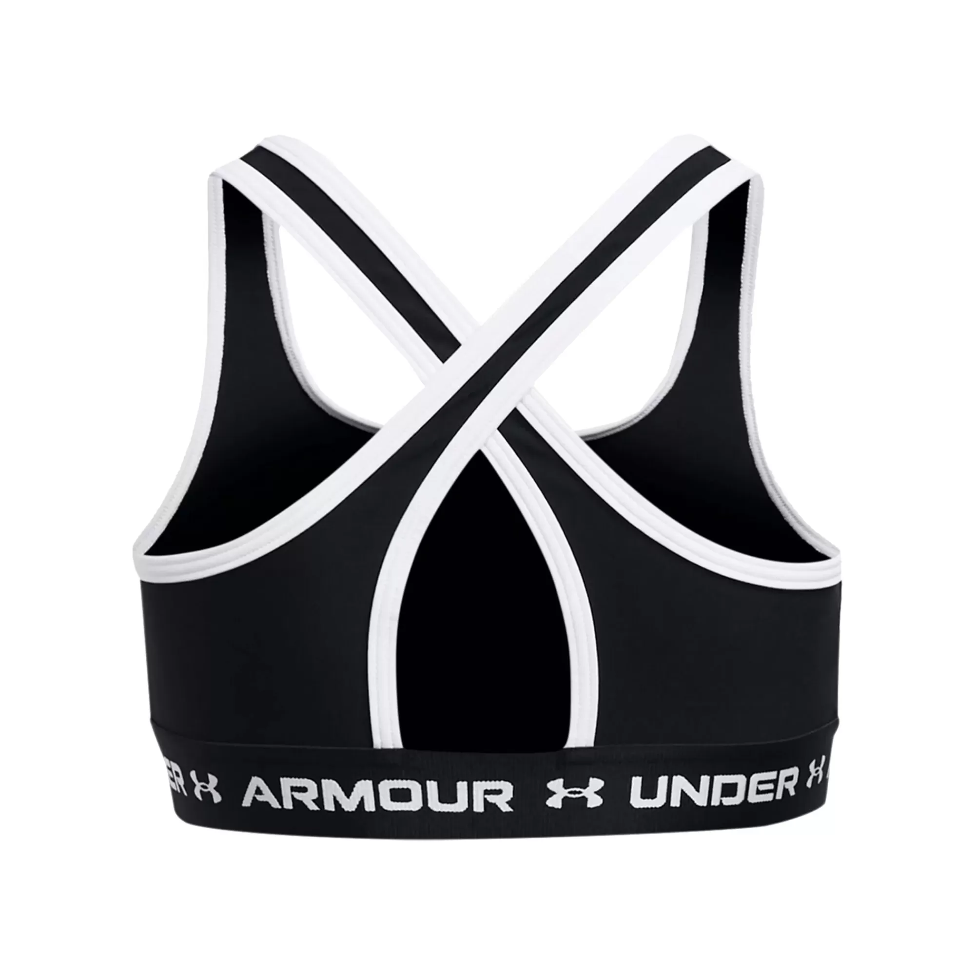 Crossback Mid Solid Sports Bras Girls - Black, White>Under Armour Fashion