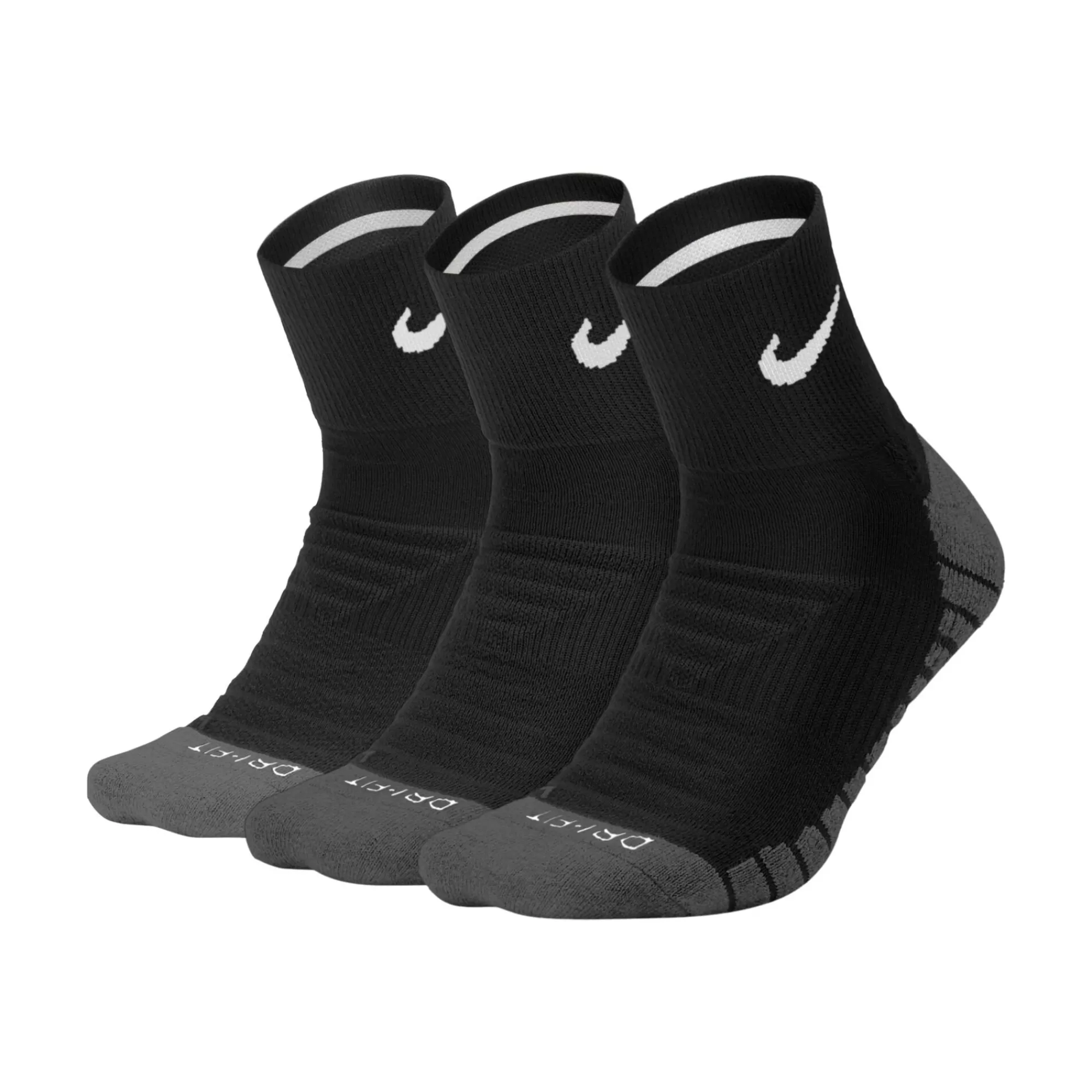 Dry Cushion Quarter Sports Socks 3 Pack - Black, Anthracite>Nike Cheap