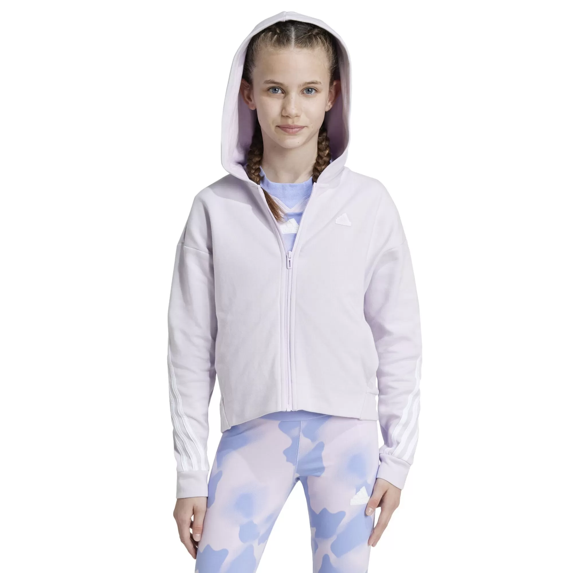 Future Icon 3Stripes Zip Hoodie Girls - Lilac, White>adidas Cheap