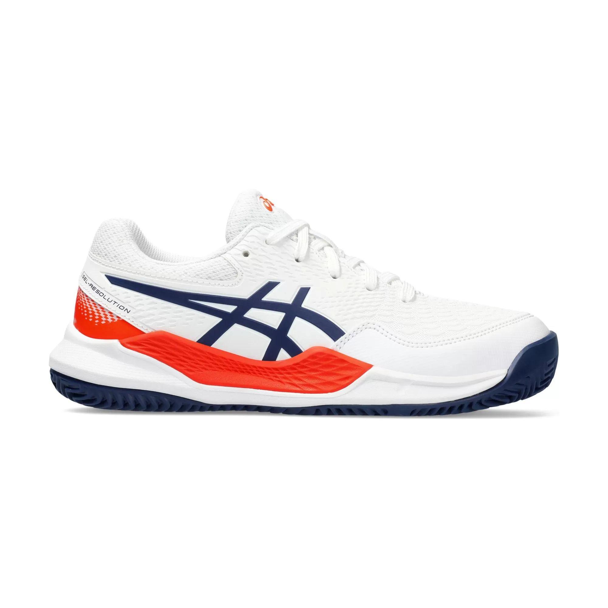 Gel-Resolution 9 GS Clay Court Shoe Kids - White, Dark Blue>ASICS New