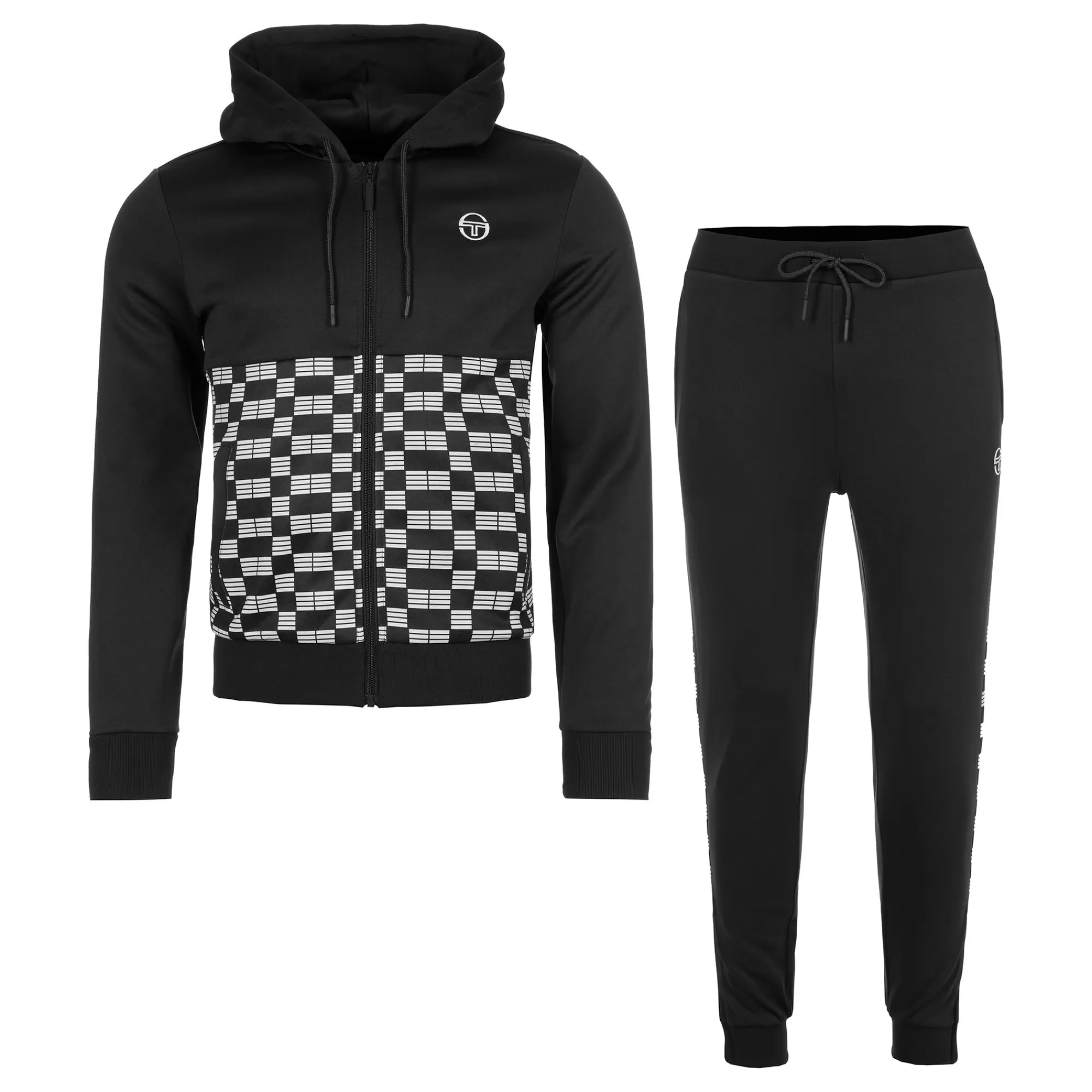 Mosaico Hoody Tracksuit Men - Black, White>Sergio Tacchini Clearance