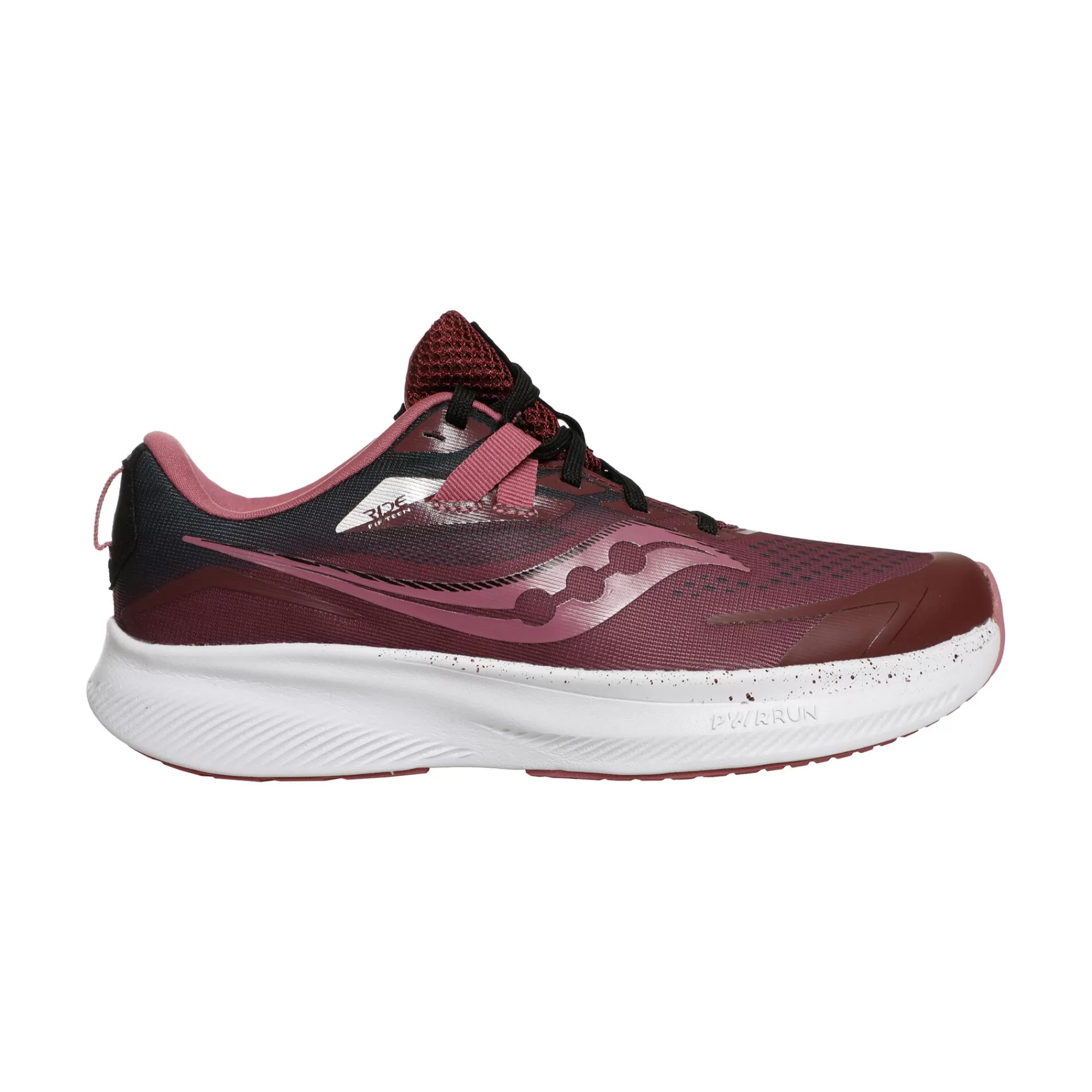 Ride 15 Neutral Running Shoe Kids - Dark Red, White>Saucony Flash Sale