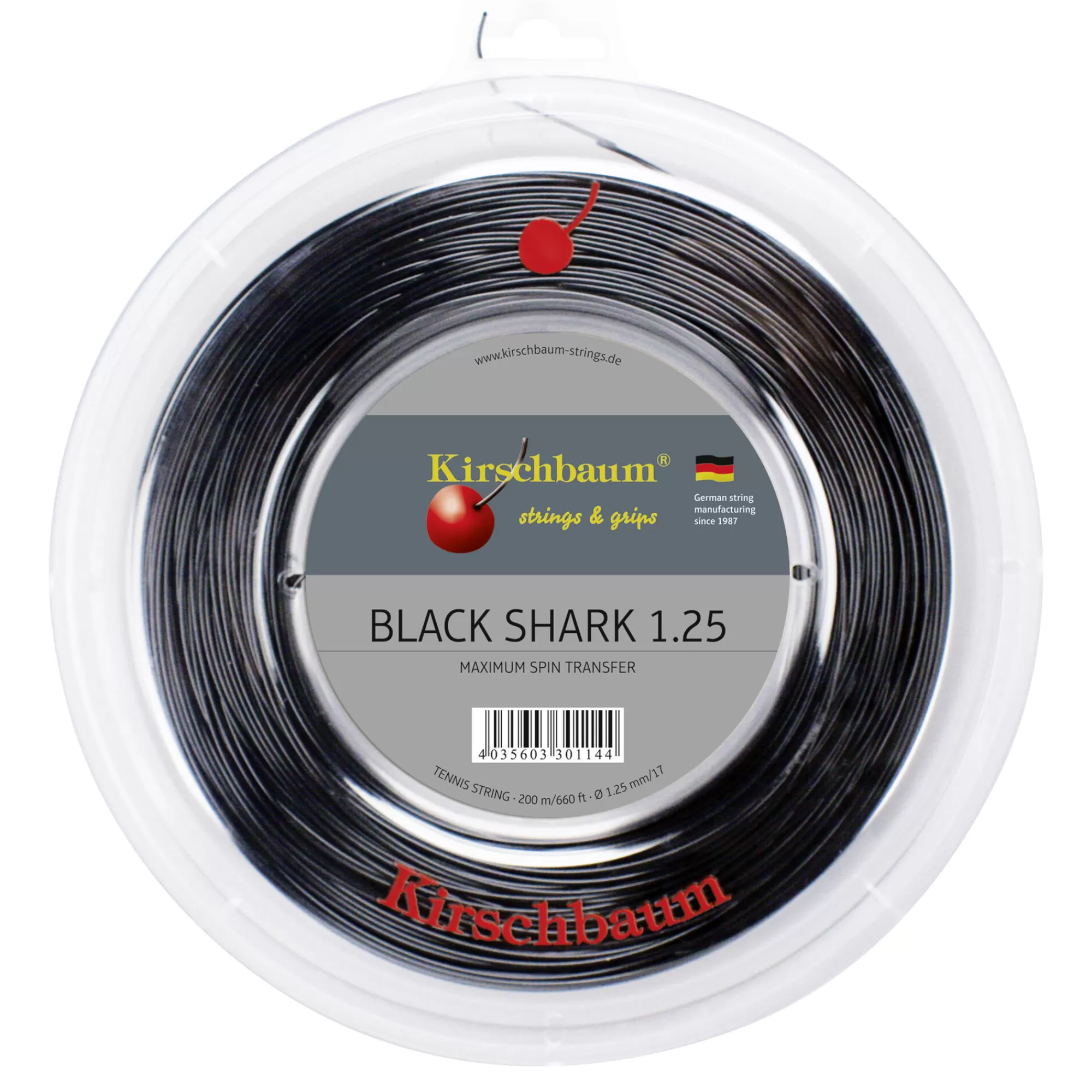 Shark String Reel 200m - Black>Kirschbaum Discount