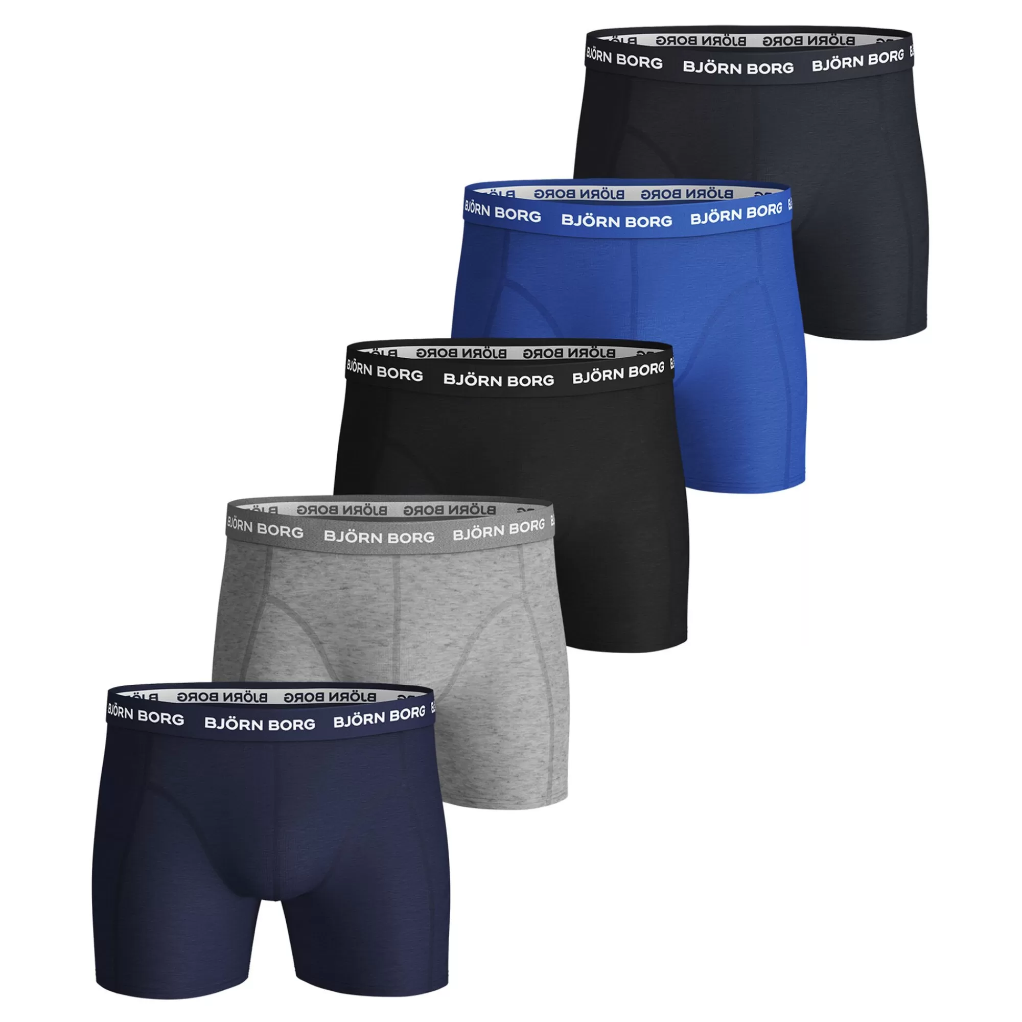 Solid Sammy Boxer Shorts 5 Pack Men - Blue, Black>Björn Borg Discount