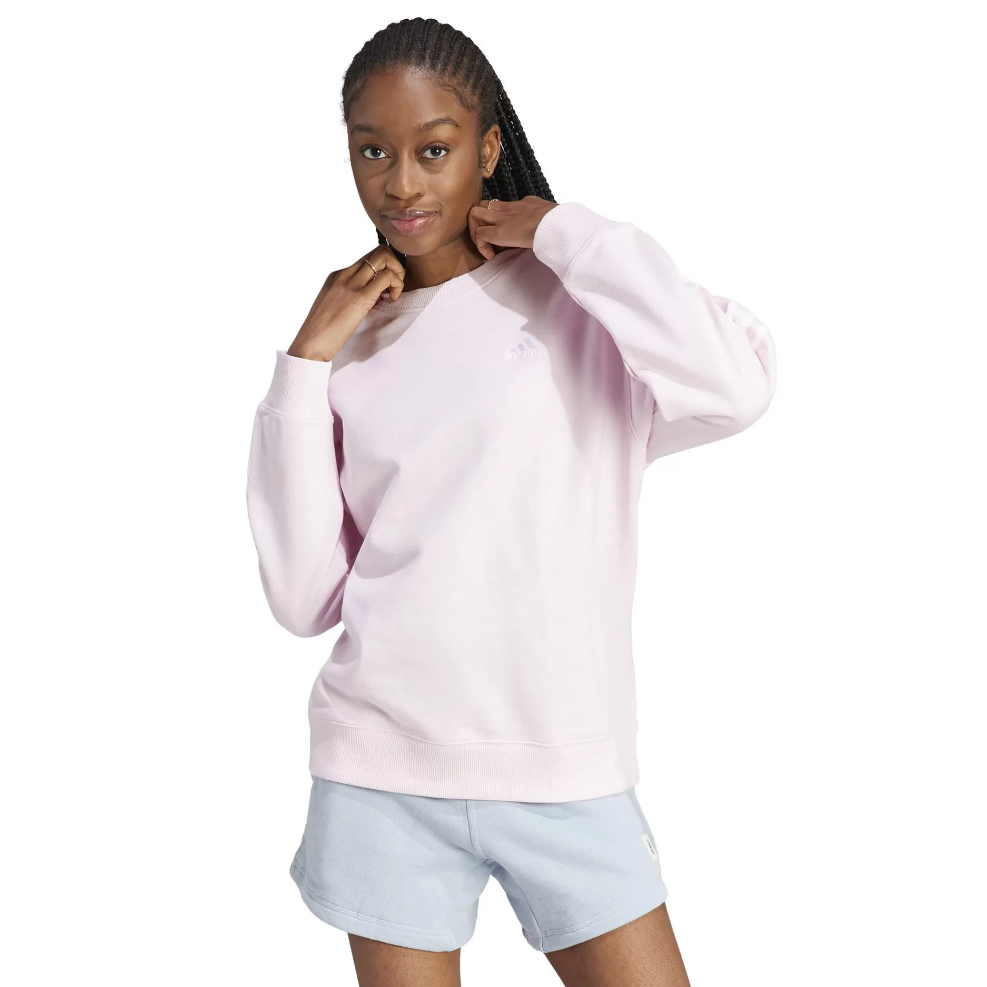 3 Stripes French Terry Sweatshirt Women - Pink, White>adidas Best