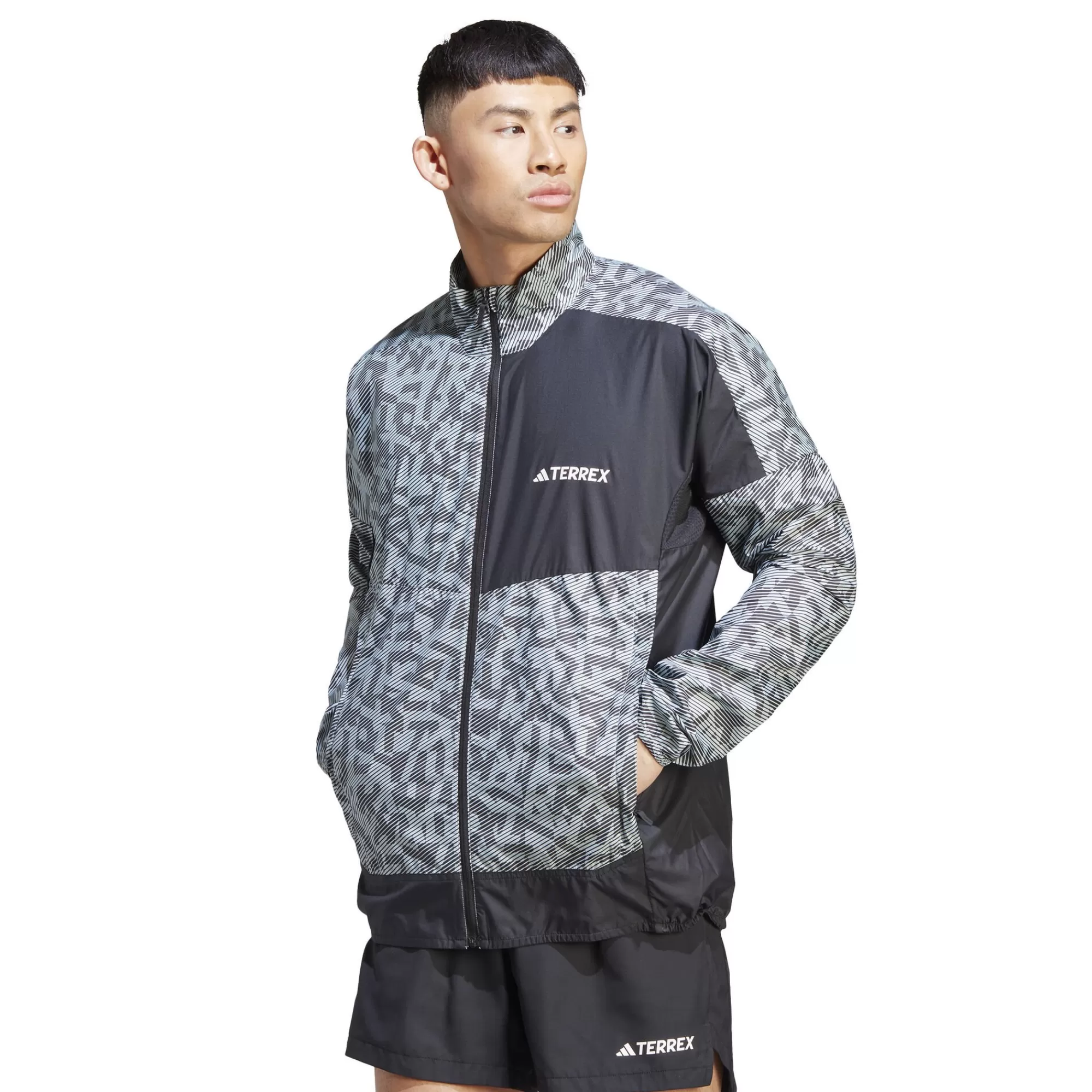 Terrex Trail Wind Running Jacket Men - Grey, Black>adidas Hot