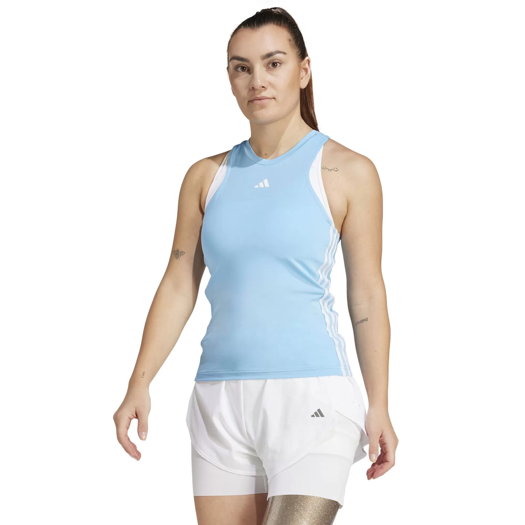 Training Essential 3 Stripes Tank Top Women - Blue, White>adidas Fashion