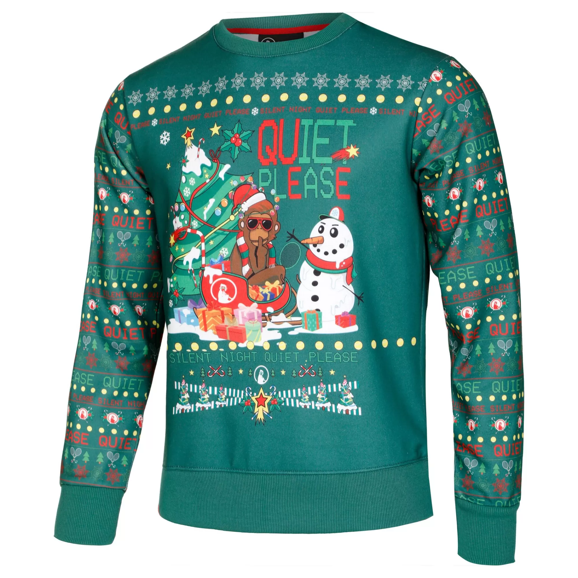 Ugly Christmas Sweatshirt Men - Green, Multicoloured>Quiet Please New